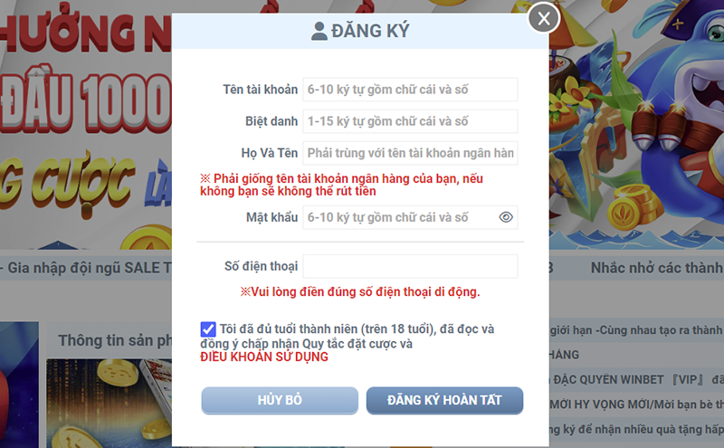 Cách ký winbet để nhận ngay 100K free